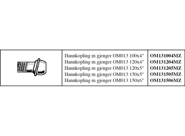 OM hankobling m/gjenger 5" m/Ø150