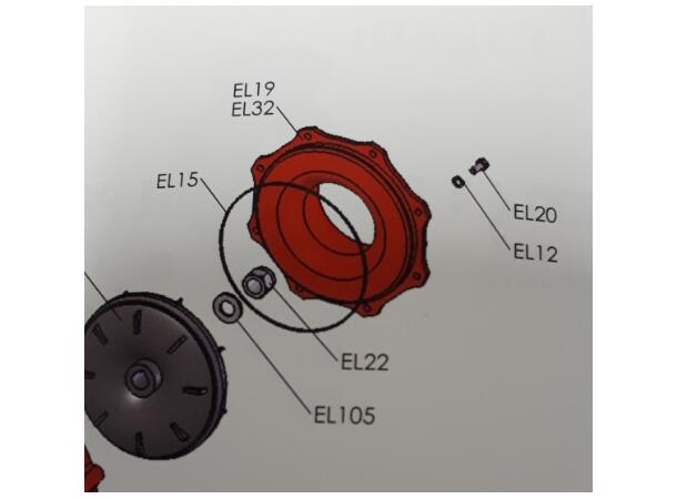 G59/EL32 flens bak m/slangestuss ELBA for gummibelg Ø200mm