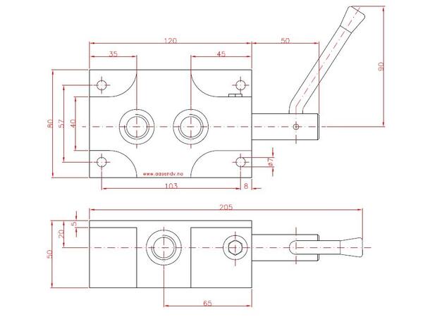 Dreiesleideventil rørmontert 3/8" Maks trykk 150bar
