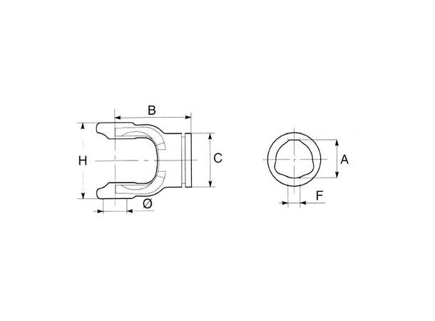 RØRGAFFEL G4/104 - INDRE Ø36,0mm RØR