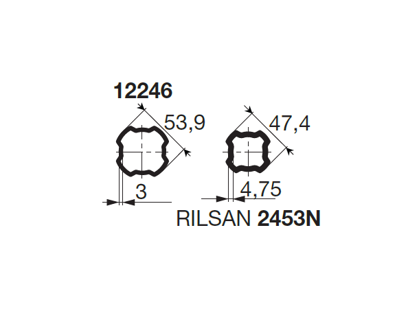 PROFILRØR S6R Ø53,9x3,0mm for Rilsan 1,0 SFT S6R - ytre for Rilsan  1,0 meter