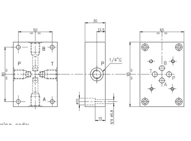 Underplate NG06 1/4" bsp Side porter, Stål