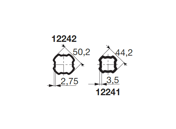 PROFILRØR S4/ S5 Ø50,2x2,7mm. 1,0M SFT S4 / S5 - ytre  1,0 meter