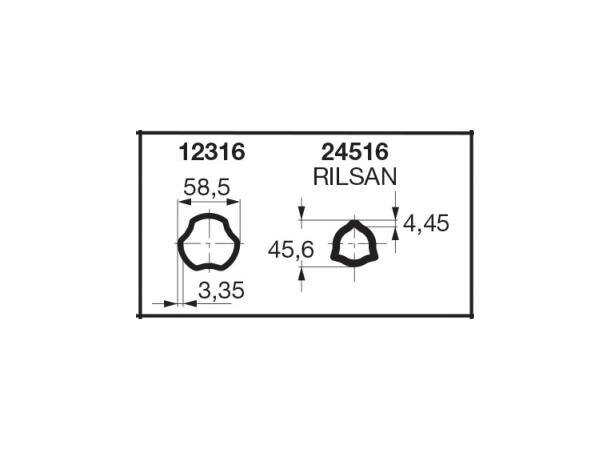 PROFILRØR S6G /G7R INDRE m/Rilsan 1,5M Ø45,6x4,45mm - indre for Vid-vinkel