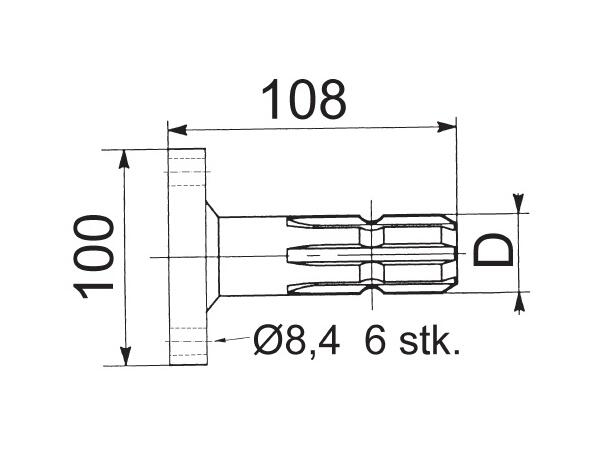 SPLINETAPP 13/8"-Z6 m/flens Ø100/6-h/Ø83