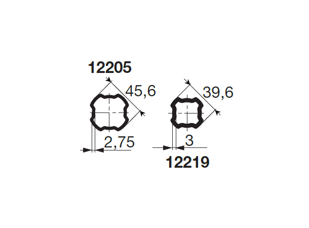 PROFILRØR S2 Ø39,6x3,0mm. 1,0M SFT S2 - indre  1,0 meter