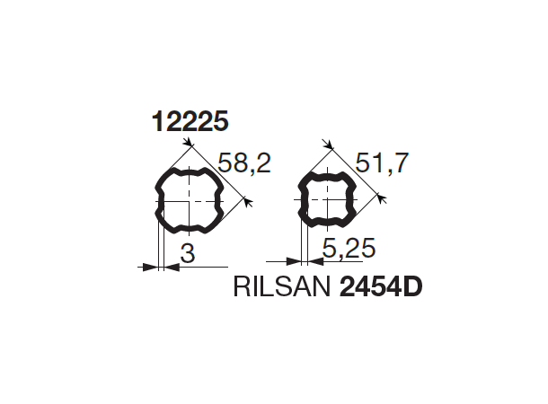 PROFILRØR S8R Ø58,2x3,0 for Rilsan 1,0M SFT S8R - ytre for Rilsan  1,0 meter