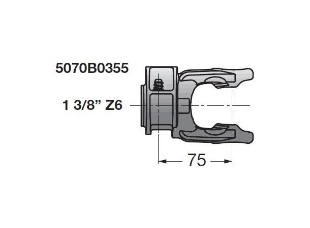 GAFFEL G1/ S1 1 3/8"-Z6  Skyvestift Kryssmål Ø22 x 54