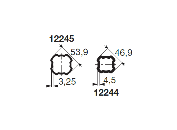 PROFILRØR S6 Ø53,9x3,2mm. 1,0M SFT S6 - ytre  1,0 meter standard