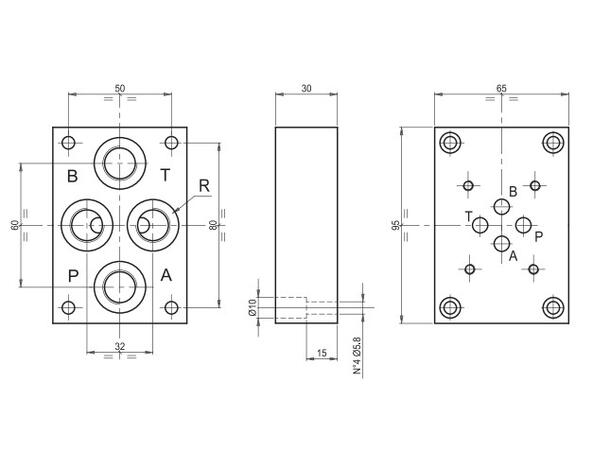 Underplate NG06 3/8" bsp porter under, Stål