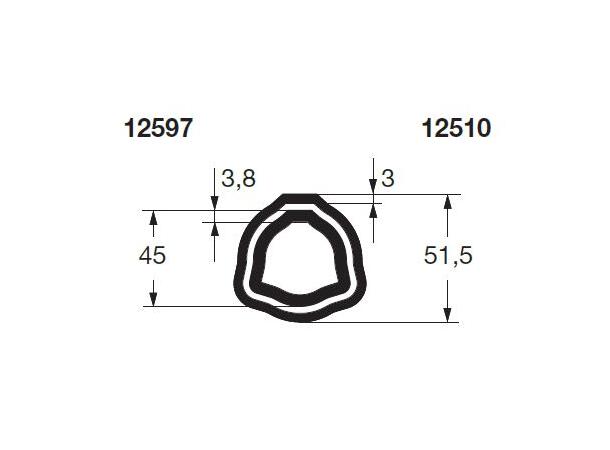 PROFILRØR G5 Ø51,5x3,0mm. 1,0M G5 / 105 - ytre  1,0 meter