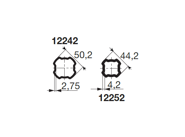 PROFILRØR S5 Ø44,2x4,2mm. 3,0M 12252,  3 meter  - indre