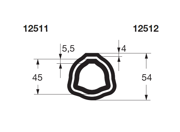 PROFILRØR G8 Ø45,0x5,5mm. 1,0M G8 / 107 - indre  1,0 meter