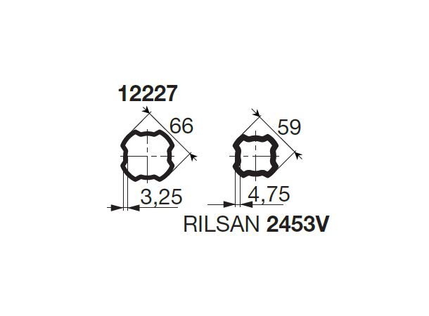 PROFILRØR S9R /H8 Ø59,0x4,75mm m/Rilsan SFT S9R og H8R - indre med Rilsan  1,0 m
