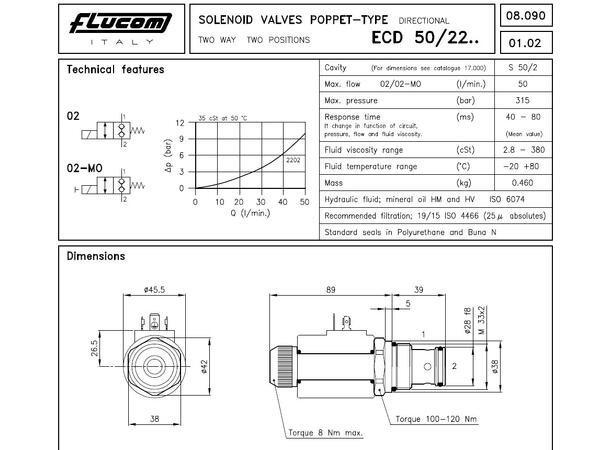 Magnetventil, 2/2, NC, ECD 50/2202-MO ( Spole B50 )