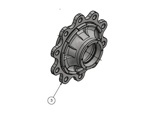 nav boss 898 m/10-bolt M22 for lager 32214 +32217