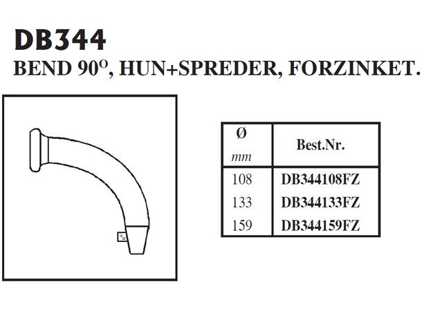 BAUER bend, hun m/spredetut  4"/ Ø108 4"/ Ø108