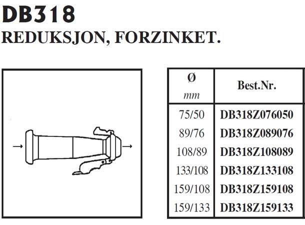 BAUER reduksjon 3-1/2"-3"  Ø89-76