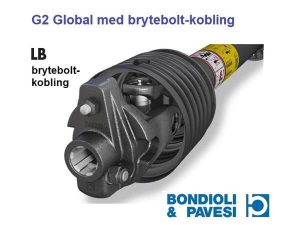 G2 GLOBAL AKSEL 15kw m/Ø1"-Z15 og BRYTEBOLT-KOBLING. LB 950Nm