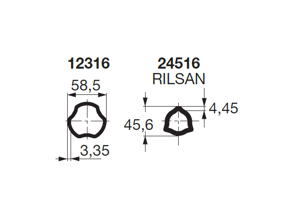PROFILRØR S6G /G7R - INDRE Free Rotation Ø45,6x4,4mm - indre 1240mm for c/c-1410m