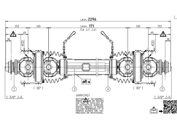 S9 SFT AKSEL 81kw m/2x80°-dob.vidvinkel * 1-3/8"Z6 x2 * Lang-spesial