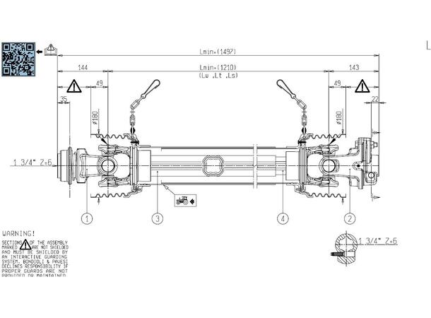 S9 SFT AKSEL m/LB 4200Nm 1 3/4"-Z6 x2 med BRYTEBOLTKOBLING + 1 3/4"-Z6 R09