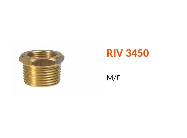 Reduksjons muffe 1/2" - 1/4", messing RIV3450 Reduser M / F