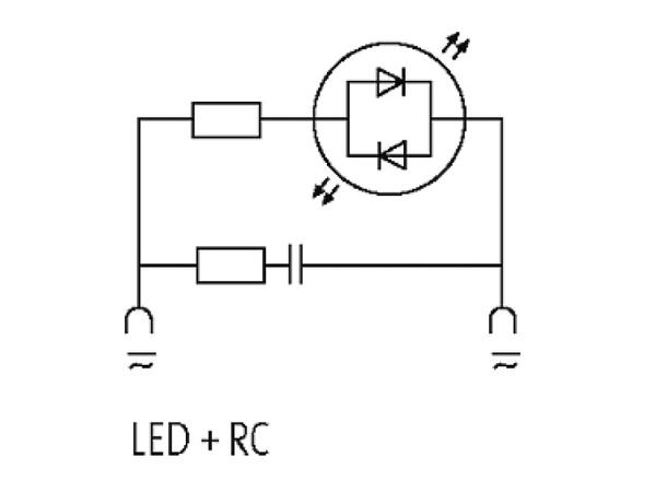 Spolekontakt demper 24V AC/DC RC + LED