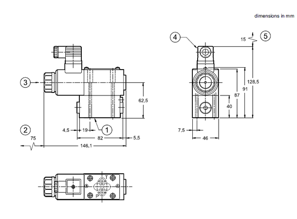 Trykkbegrenser prop. PRE3 Cetop 03, 40l/min 5-350bar pilotoperert