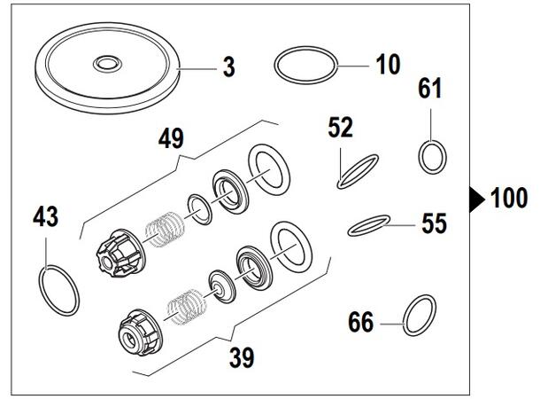 Kit for BP110-135 mebran, tilbakeslag Pos 100-120  Komplett NBR