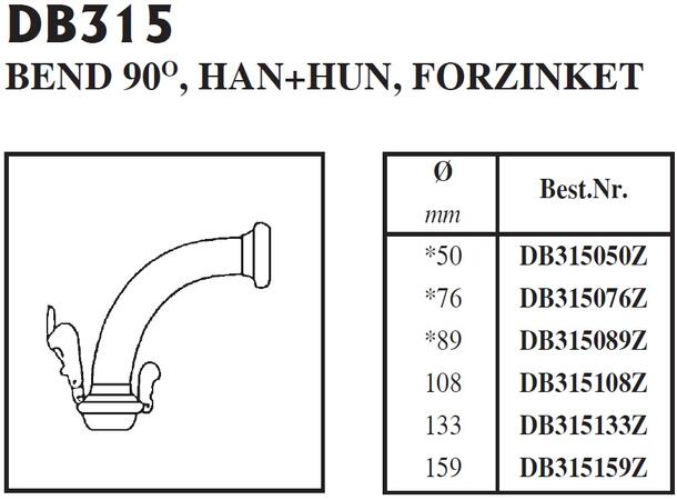 BAUER bend m/han og hun 4"/ Ø108 4"/ Ø108