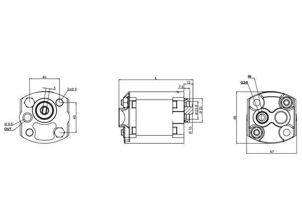 Tannhjulspumpe gr.1 - 3,2cc til miniaggregat, 200bar cont.
