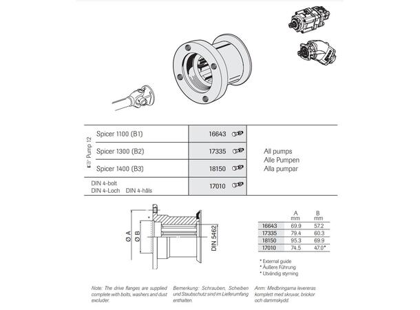 Adapterflens med invendig lastebilspline 8 tenner DIN 5462