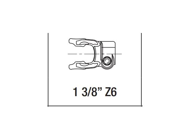 GAFFEL S9 1 3/8"-Z6 m/bolt Kryssmål Ø34,9 x 106