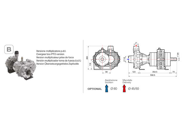 Sentrifugal pumpe 655 l/min max 11,8 bar PTO drift 1 3/8 Z6