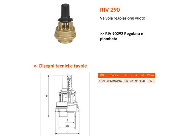 OVERTRYKKSVENTIL ART.0290 1-1/2" RIV 290 Ambra