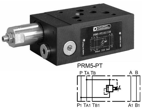 Trykkbegrensningsventil PRM5-PT Cetop 05, P=>T, 14 - 350 bar, m/ ratt