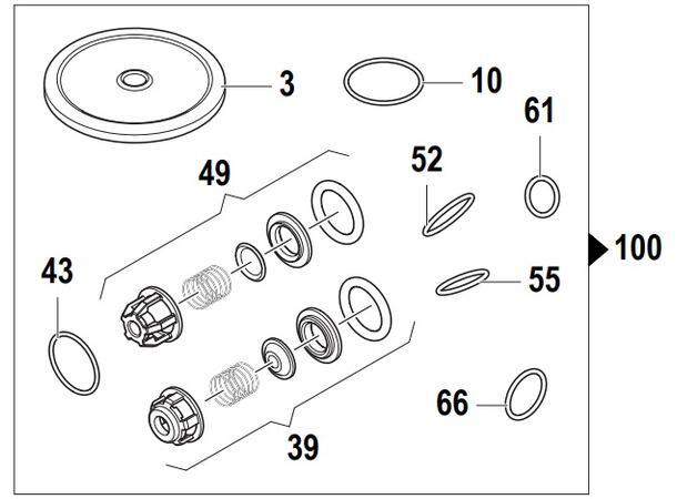 Kit for BP 110 mebran, tilbakeslag, Pos 100  Komplett