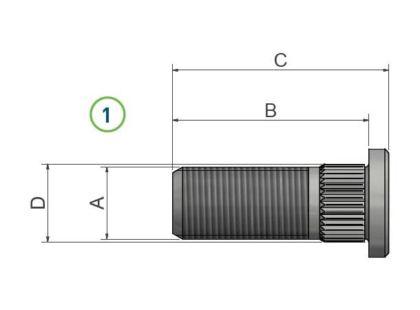 Sett av 12 stk, hjulbolt M20x1,5x83mm B-74, C-83, D-21,5