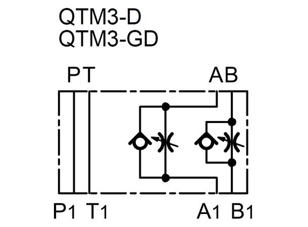 Volumstrømsventil  QTM3-D strupe-/tilbakeslag i A og B, Cetop 03