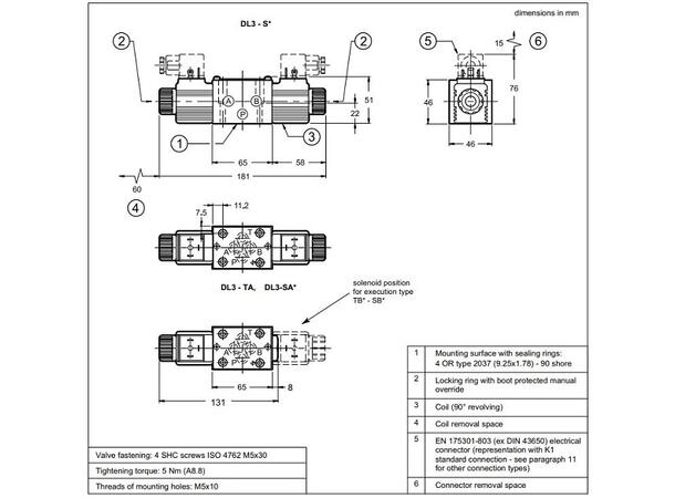 Retningsventil DL3-S1/10N-D00 40 l/min 250 bar Cetop 03