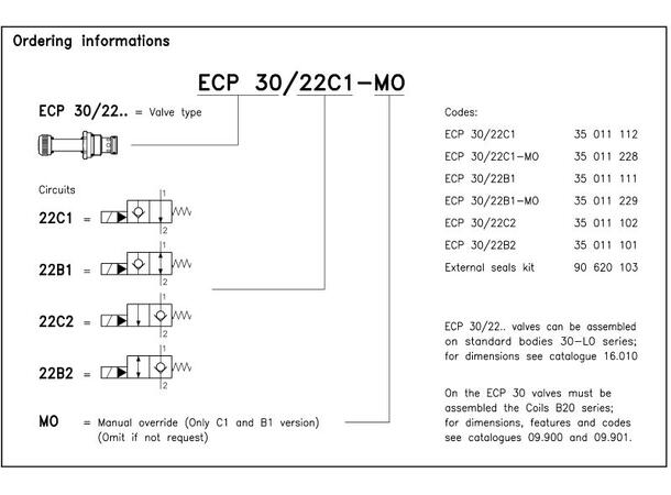 Magnetventil, 2/2, NO, ECP 30/22B1 ( Spole B20 )