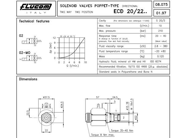 Magnetventil, 2/2, NC, ECD 20/2202 ( Spole B20 )