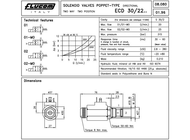 Magnetventil, 2/2, NC, ECD 30/2202 ( Spole B30 )