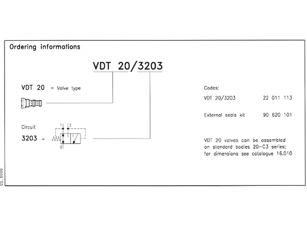 Skyttelventil, VDT 20/32 01-U-N 20l/min 5-30bar