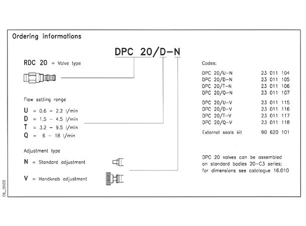 Volumkontr.v. DPC 20/T-N 3,2-9,5 l/min 3-veis, trykk.komp.