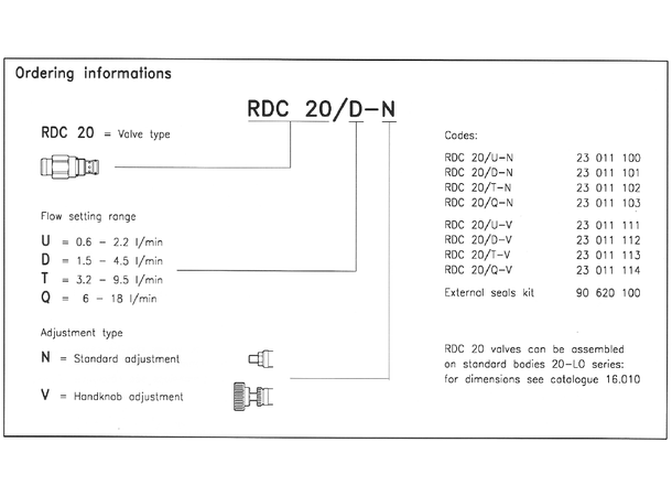 Volumkontr.v. RDC 20/D-N 1,5-4,5 l/min 2-veis, trykk.komp.