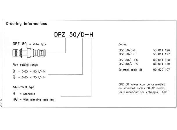 Volumkontr.v. DPZ 50/D-HG 0,05-45l/min 3-veis, trykk.komp