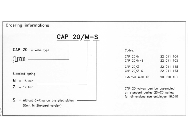 Tilbakeslagsv. pilotstyrt, CAP 20/M 25l/min 3,5bar