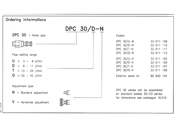 Volumkontr.v. DPC 30/Q-N 25-45 l/min 3-veis, trykk.komp.